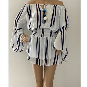 Blue and white stripped dress. Pirate dress. Beach dress